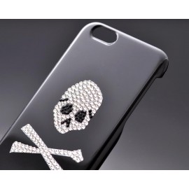 Skull Crossed Bling Swarovski Crystal Phone Cases - White