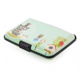 Owl Printed Business Card Case - Blue