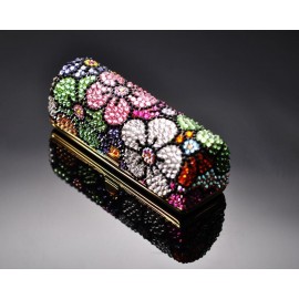Sweet Bonquet Swarovski Crystal Lipstick Case With Mirror - Black
